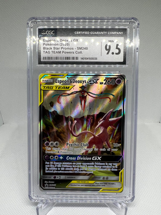 Pokémon TCG Espeon & Deoxys Tag Team GX Unified Minds SM240 Promo Cgc 9.5 Mint